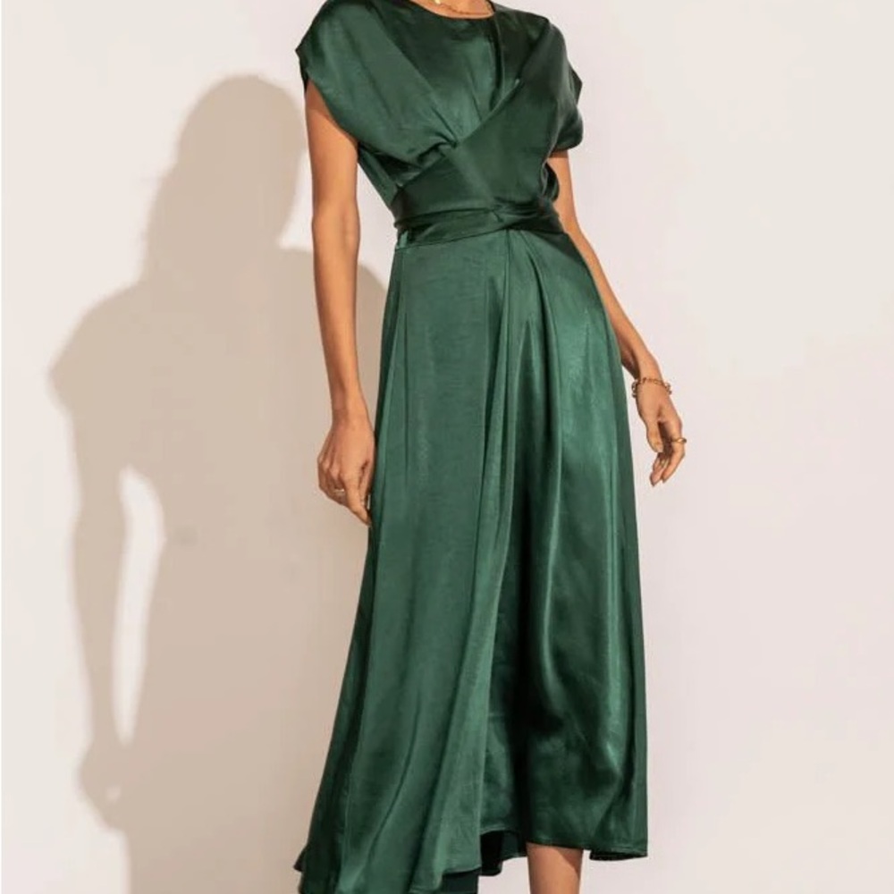 SOLD —- Bohme Rosalind Midi Dress Emerald - Small